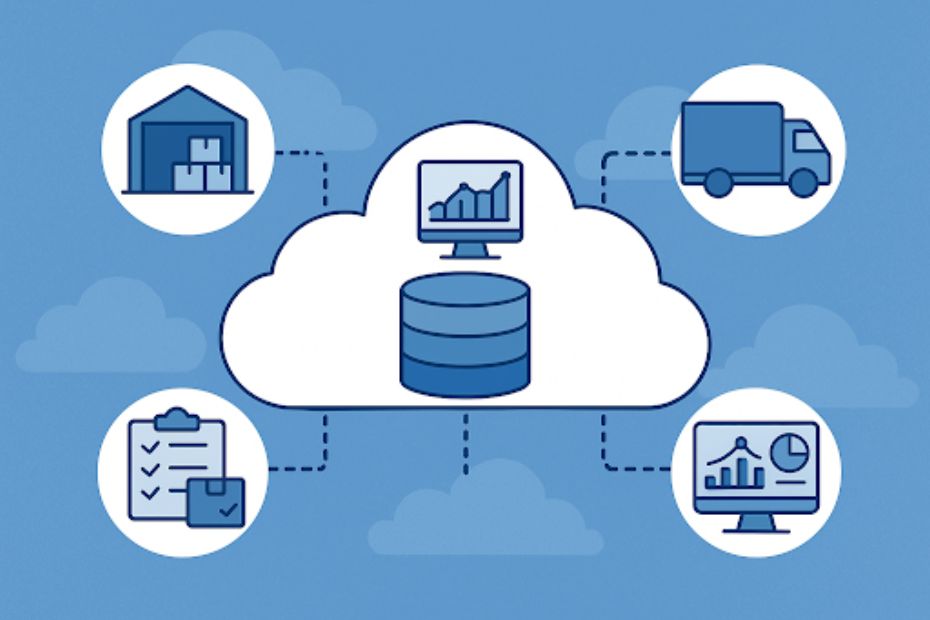 Cloud-based supply chain system linking logistics and inventory